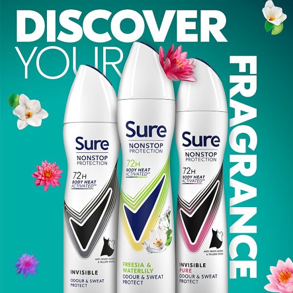 Sure Women Nonstop Freesia & Waterlily 72hr Deodorant Spray 250ml