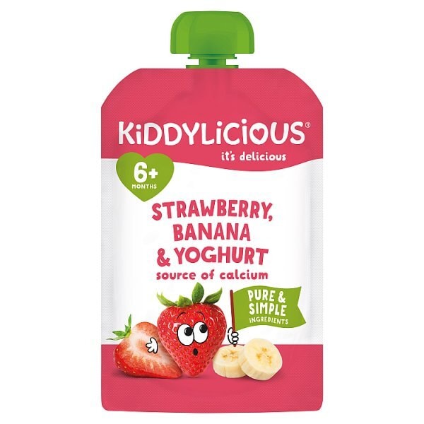 Kiddylicious Strawberry Banana & Yoghurt Pouch 100g 6m+