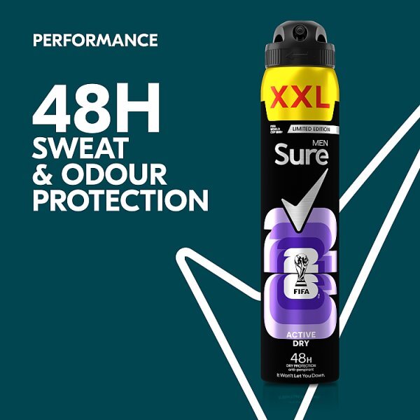 Sure Men Active Dry XXL Antiperspirant Aerosol Fifa World cup Limited Edition 300ml