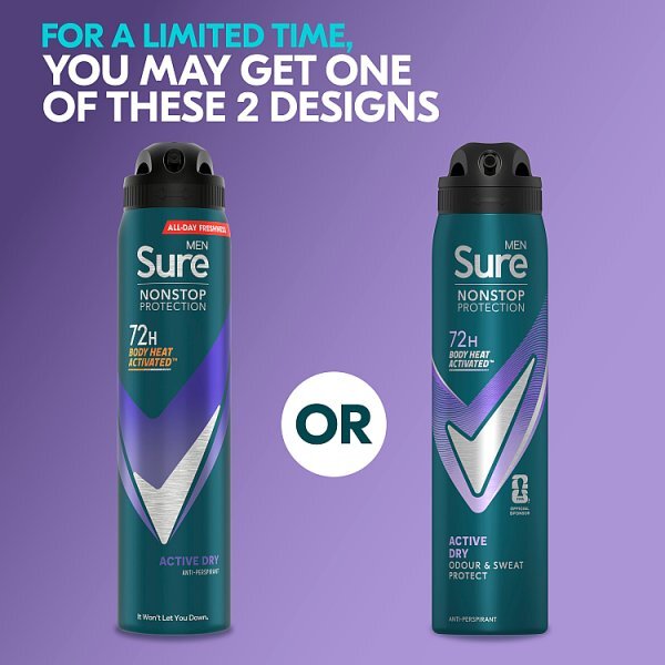 Sure Men Antiperspirant Deo Aerosol Nonstop Active Dry 250ml