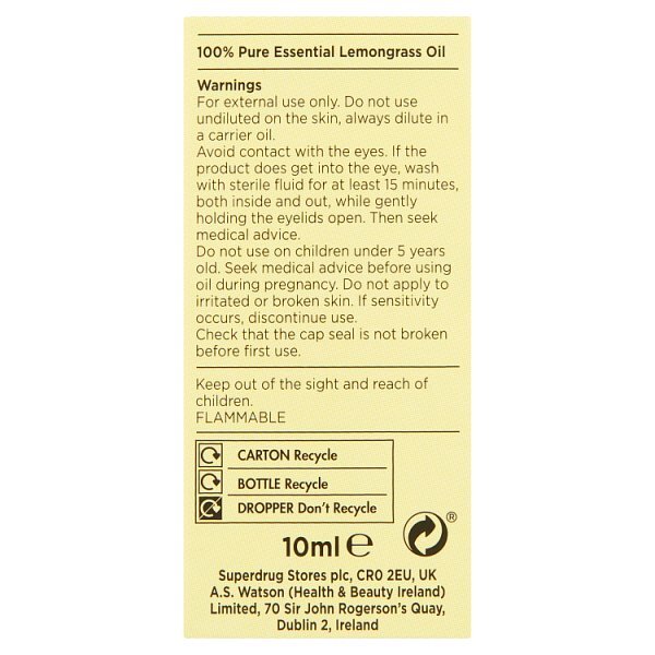 Superdrug Habitual Pure Lemongrass Essential Oil 10ml