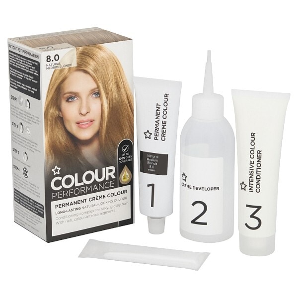 Superdrug Performance Permanent Hair Dye Medium Blonde 8.0