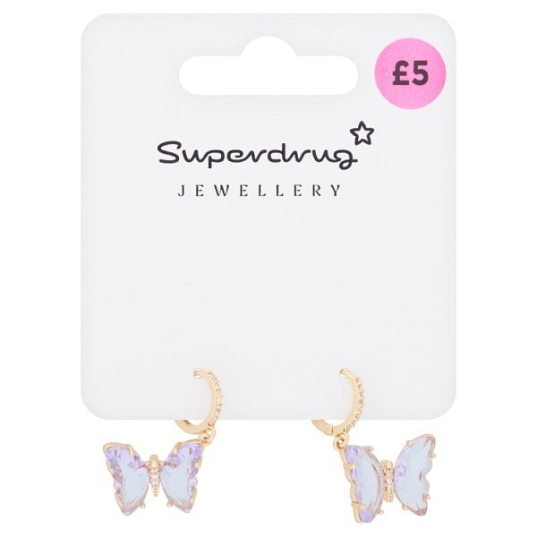 Superdrug Butterfly Purple Jewel Mini Hoops