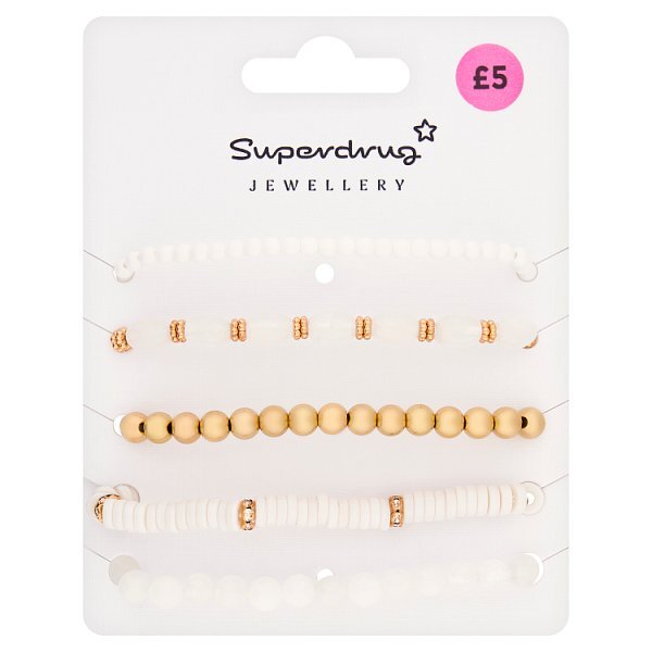 Superdrug Beaded White Bracelets 5pk