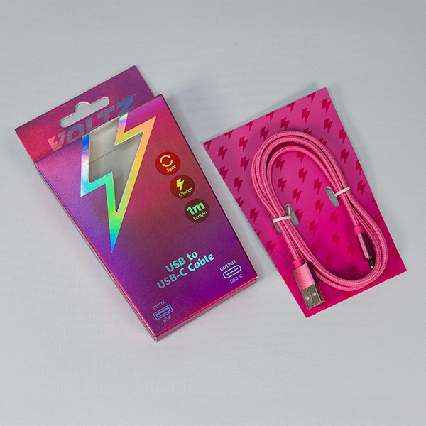 Voltz Usb To Usb-C Cable Pink