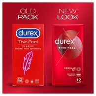 Durex Thin Feel Condoms Extra Silicone Lube Regular Fit 12s