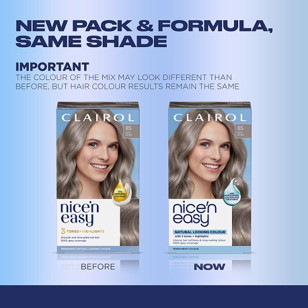 Clairol Nice'n Easy Hair Dye,  8S Soft Silver