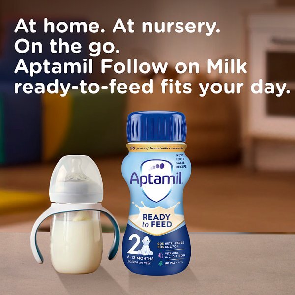 Aptamil 2 Follow On Baby Milk Formula Liquid 6-12 Mths 200ml