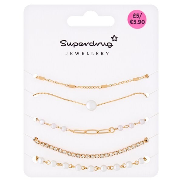 Superdrug Gold Tone Pearl Effect Bracelets 5 Pack