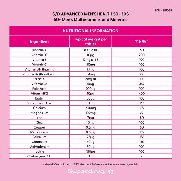 Superdrug Advanced Men S Health 50+ 30s