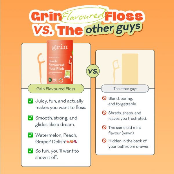 Grin Ultra Smooth Peach Floss Picks 80pk Canister