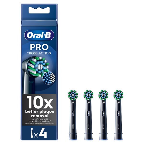 Oral-B Pro Cross Action Black Toothbrush Heads, 4 Counts