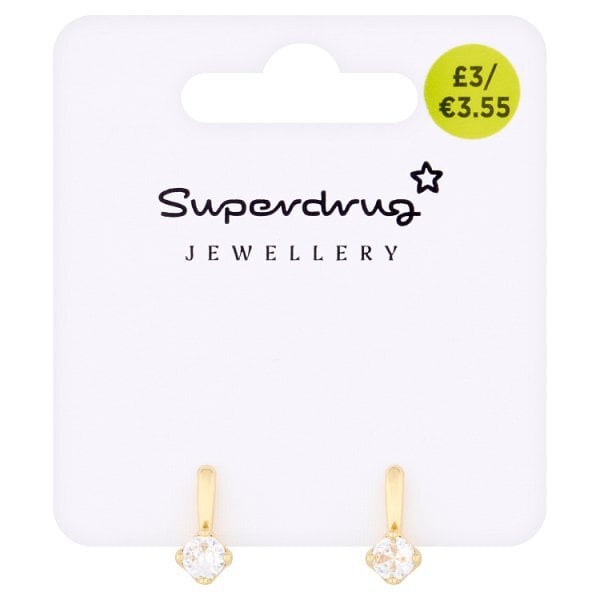 Superdrug Gold Tone Diamante Drop Earrings