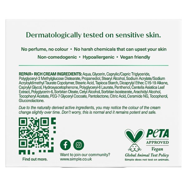 Simple Repair+ Facial Moisturiser 50 ml