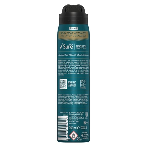Sure Men Antiperspirant Deo Aerosol Nonstop Sport Cool 250ml