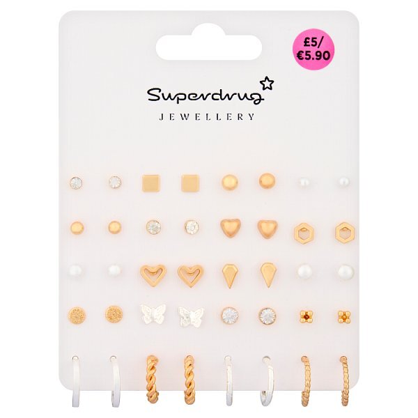 Superdrug Mixed Metals Earrings 20 Pack