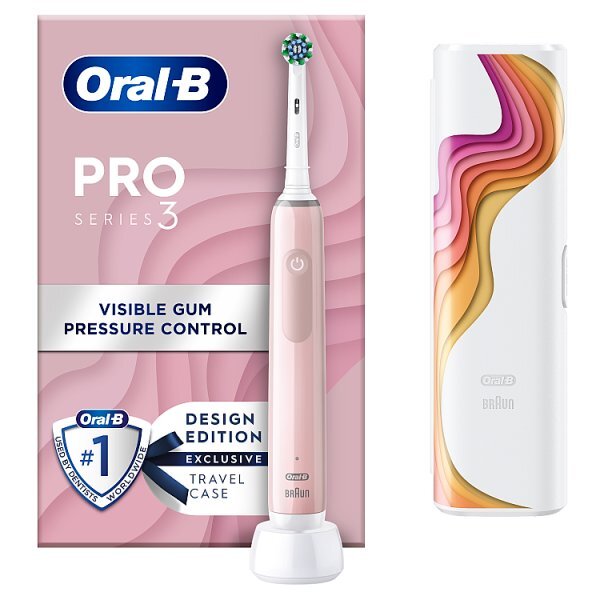 Oral-B Pro3 3500 Pink Electric Toothbrush + Travel Case