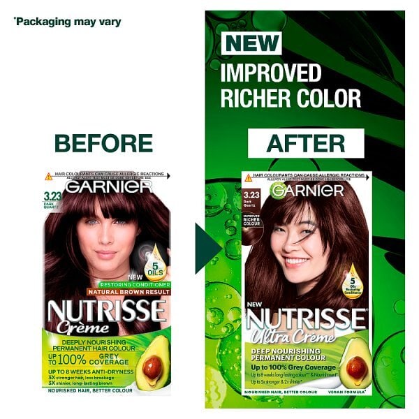 Garnier Nutrisse Permanent Hair Dye Dark Quartz Brown 3.23