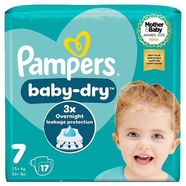 Pampers Baby-Dry Size 7, 17 Nappies, 15Kg+
