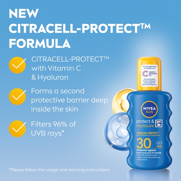 NIVEA SUN Suncream Spray Protect & Moisture SPF30 200ml