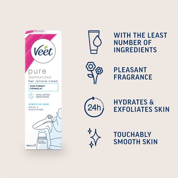 Veet Pure Hair Removal Cream Bikini Underarm Sensitive 100ml