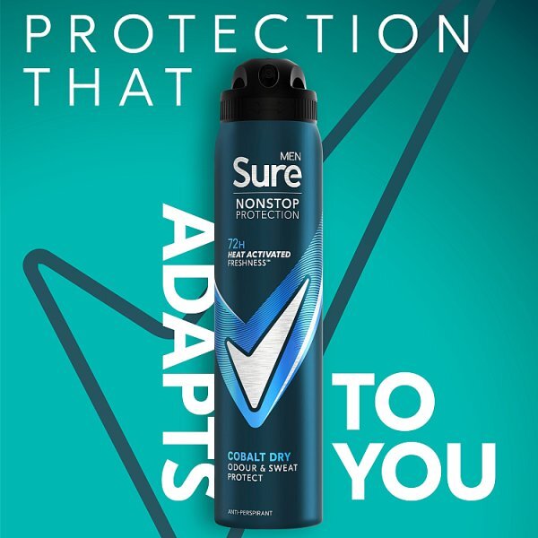 Sure Men Nonstop Protection Cobalt Dry Anti-Perspirant Aerosol 250Ml