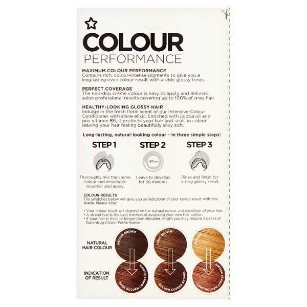 Superdrug Performance Permanent Hair Dye Golden Brown 6.34
