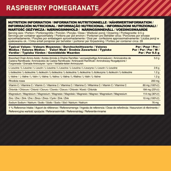DNR Optimum Nutrition Bcaa Raspberry & Pomegranate 266G