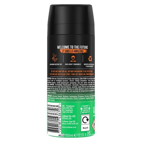 Lynx Deodorant Bodyspray Aerosol Jungle Fresh 150ml