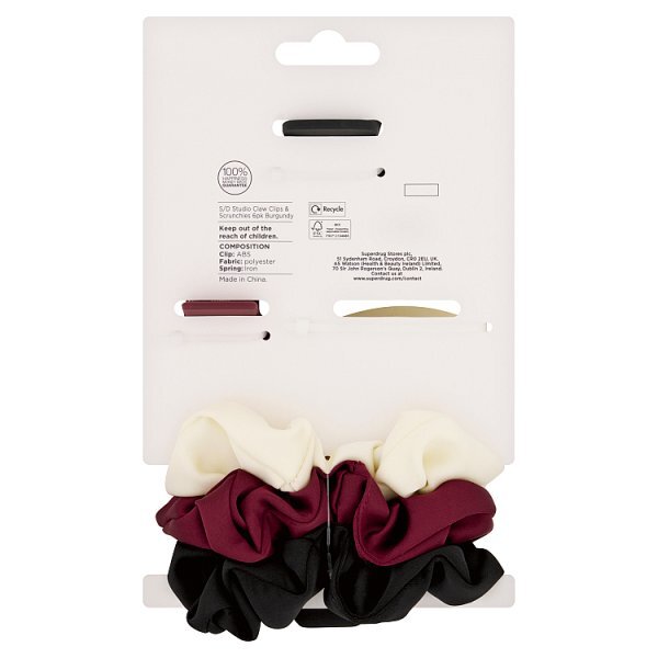 Studio London Claw Clips & Scrunchies 6pk Burgundy