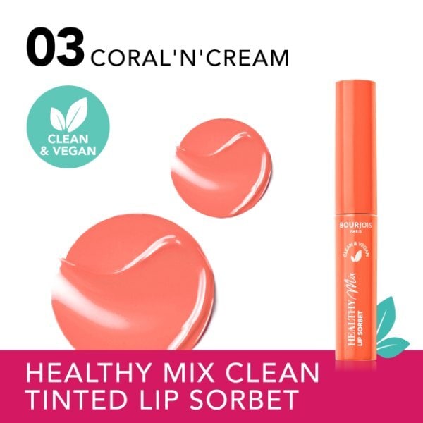 Bourjois Healthy Mix Lip Sorbet Tinted Balm, 03 Coral'n'Cream