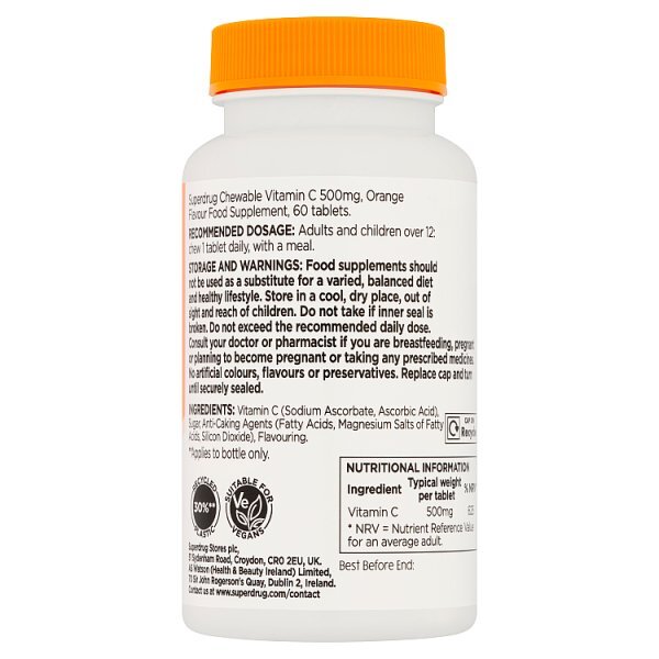 Superdrug Chewable Vitamin C 500mg 60s