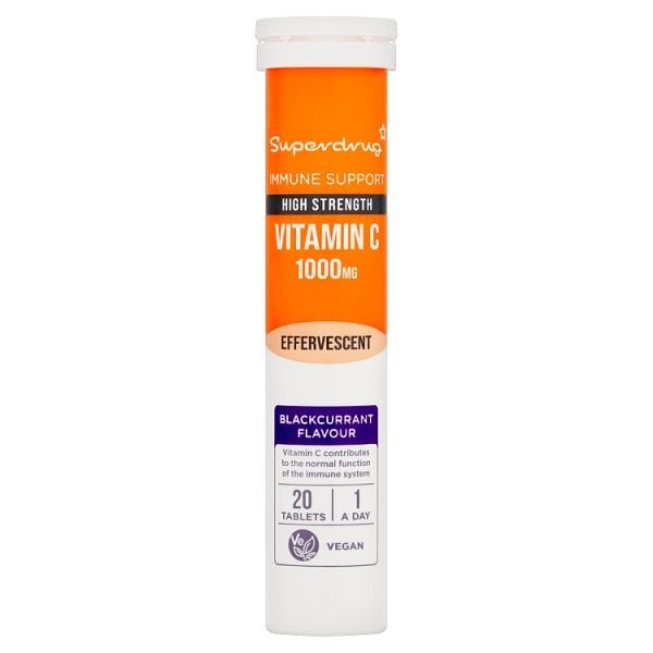 Superdrug High Strength Vitamin C 1000mg Effervescent Blackcurrent 20s