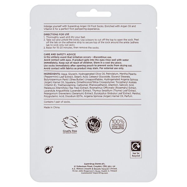 DNR Superdrug Argan Oil Pampering Foot Mask with Foot Socks