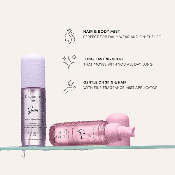 Gem Mists Body & Hair Coconut Vanilla 90Ml & Macadamia 90Ml
