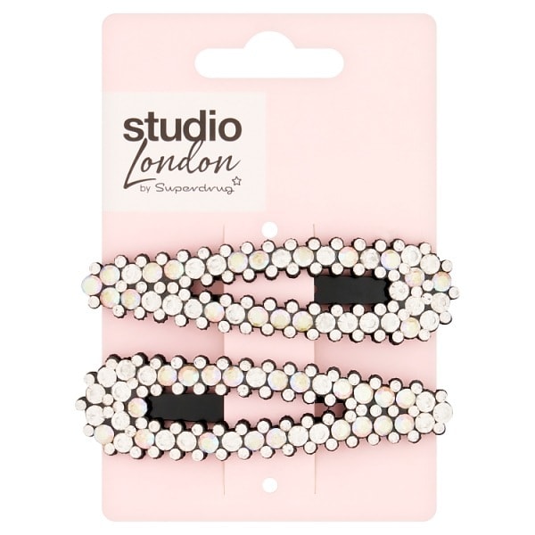 Studio London Diamante Snap Clips 2pk