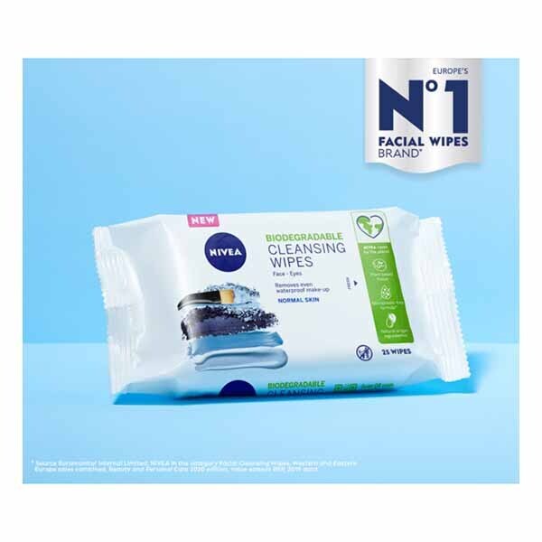 Nivea Biodegradable Face Cleansing Wipes Normal Skin 25'S