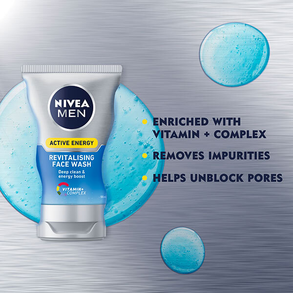 DNR NIVEA MEN Active Energy Fresh Look Face Wash, 100ml