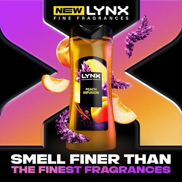 Lynx Peach Infusion Shower Gel Body Wash For Men 400Ml