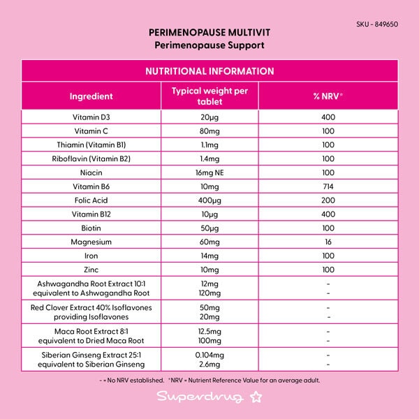 Superdrug Perimenopause Multivitamins 30s