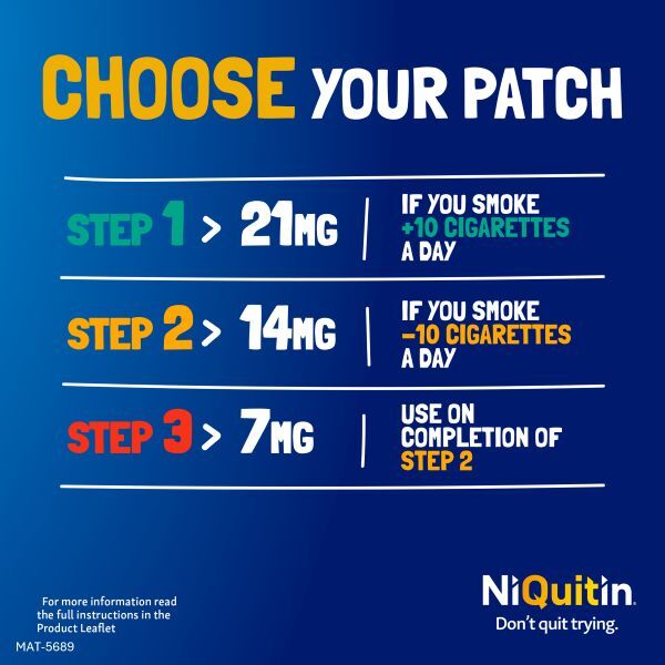NiQuitin 14mg Step 2- 7 Nicotine Patches- Stop Smoking Aid