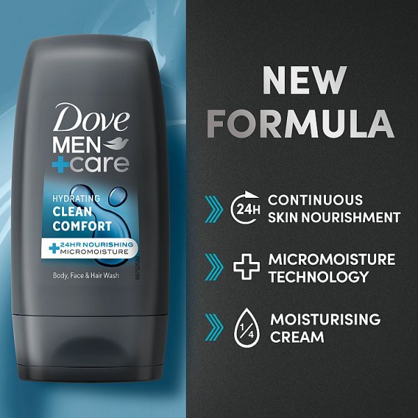 Dove Men+Care Hydrating Clean Comfort 3in1 Hair, Face & Body Wash 55ml