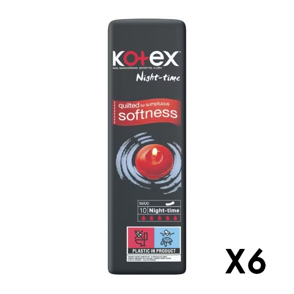 Kotex Maxi Night 10pk Bundle X6