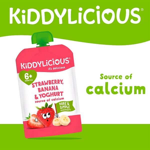 Kiddylicious Strawberry Banana & Yoghurt Pouch 100g 6m+