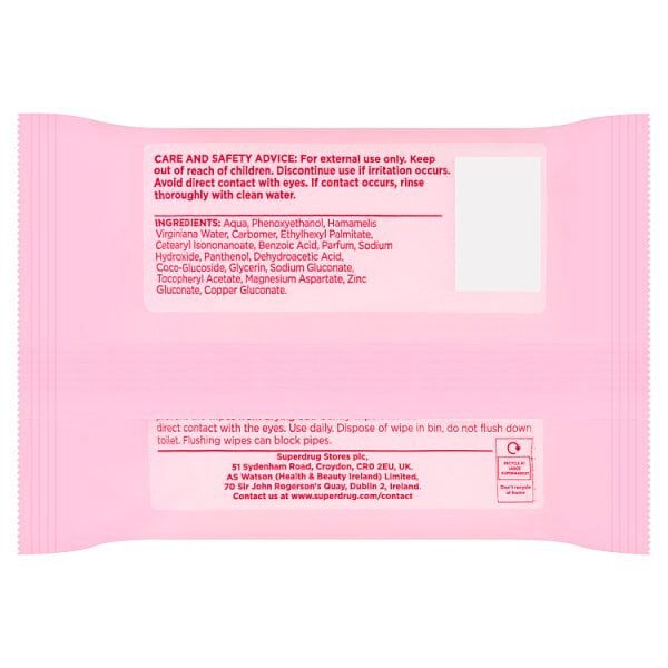 Superdrug Cleansing Biodegradable Face Wipes Normal Skin x25