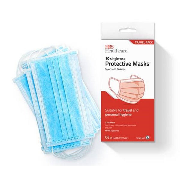 HBS Type 1 Disposable Face Mask x 10