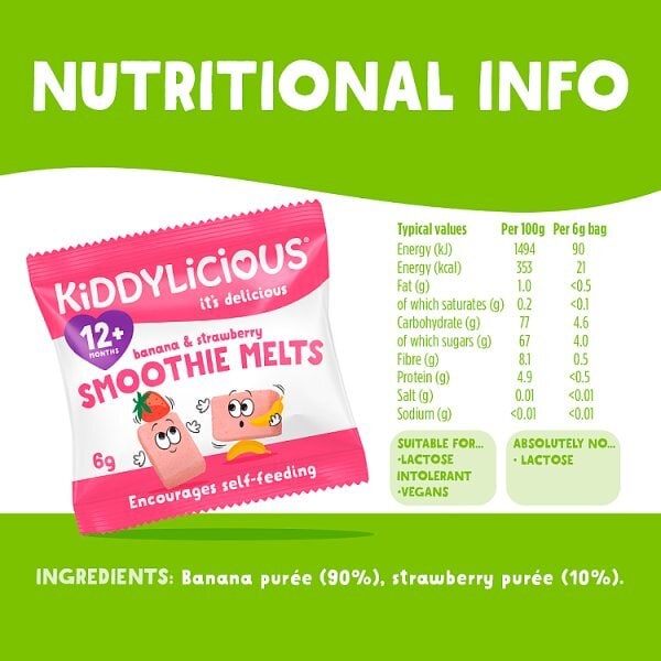 Kiddylicious Strawberry Smoothie Melts 6g
