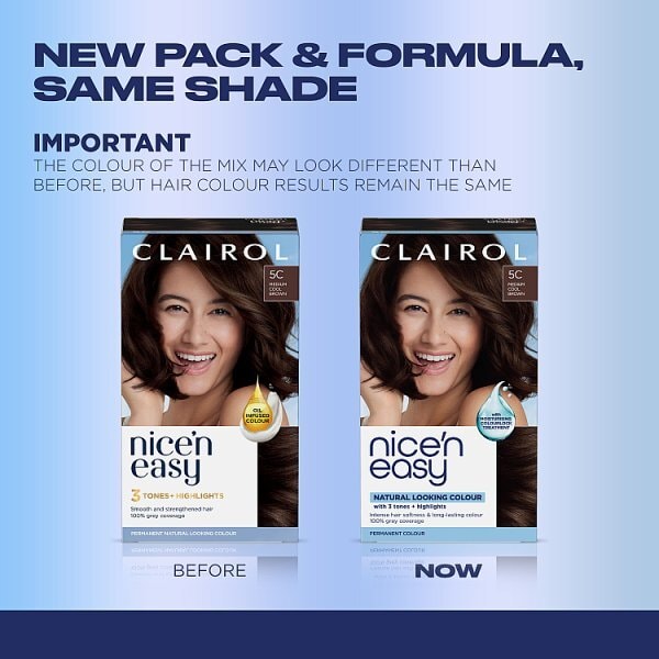 Clairol Nice'N Easy Crème Permanent Hair Dye 5C Medium Cool Brown