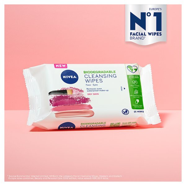 Nivea Biodegradable Face Cleansing Wipes Dry Skin 25'S