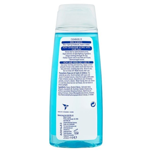 Clearasil Rapid Action Deep Pore Face Wash Acne Toner 200ml